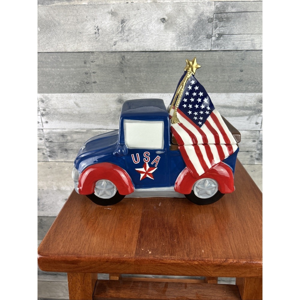 DAVID'S COOKIES CERAMIC CANISTER JAR 4TH OF JULY EDITION